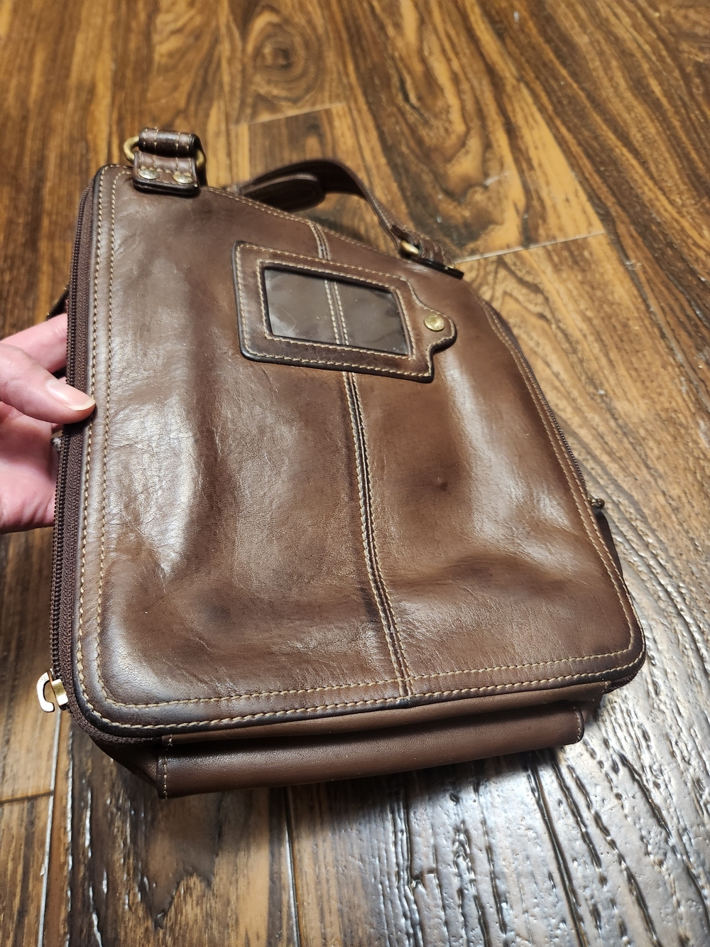 Vintage Fossil Dark Brown Leather Multi-Pocket Crossbody Organizer Bag NICE! - Picture 14 of 16